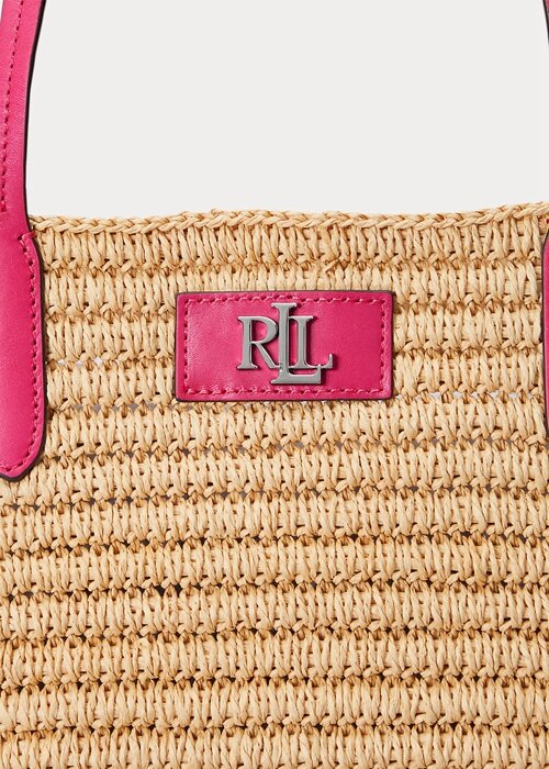 Bolsos tote Ralph Lauren para mujer, grandes, de paja y brie, en rosa natural/deportivo Bolsos tote Ralph Lauren para mujer, grandes, de paja y brie, en rosa natural/deportivo