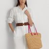 Bolsos tote Ralph Lauren para mujer, grandes, de paja y brie, en rosa natural/deportivo Bolsos tote Ralph Lauren para mujer, grandes, de paja y brie, en rosa natural/deportivo
