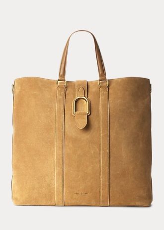 Bolsos tote Ralph Lauren Welington de ante de becerro para hombre en color caqui
