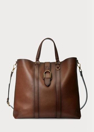 Bolsos tote Ralph Lauren Welington de piel de becerro bruñida marrón para hombre