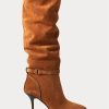 Botas altas de ante de becerro Ralph Lauren Zoe para mujer, color marrón Botas altas de ante de becerro Ralph Lauren Zoe para mujer, color marrón