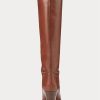 Botas altas de piel de becerro marrones Ralph Lauren para mujer Botas altas de piel de becerro marrones Ralph Lauren para mujer
