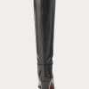Botas altas de piel de becerro negras Ralph Lauren para mujer