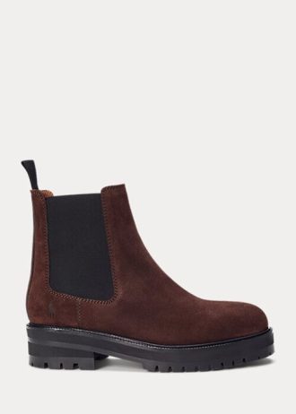 Botas Chelsea de ante con tacos de Ralph Lauren para mujer en color marrón
