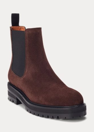 Botas Chelsea de ante con tacos de Ralph Lauren para mujer en color marrón