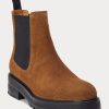 Botas Chelsea de ante con tacos de Ralph Lauren para mujer en color marrón Botas Chelsea de ante con tacos de Ralph Lauren para mujer en color marrón