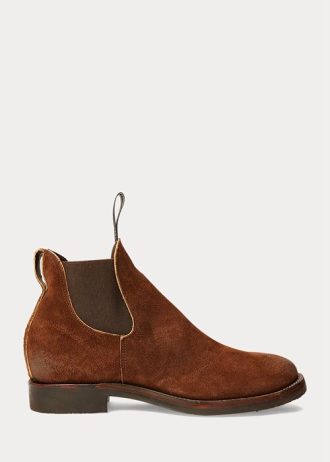 Botas Chelsea de ante marrón Ralph Lauren para hombre