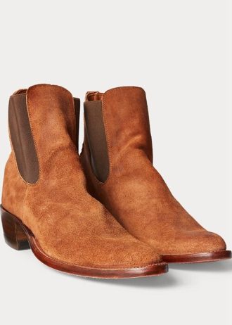 Botas Chelsea de ante Ralph Lauren Plainview para hombre, color marrón