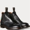 Botas Chelsea de piel bruñida a mano de Ralph Lauren para hombre, color negro Botas Chelsea de piel bruñida a mano de Ralph Lauren para hombre, color negro