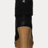 Botas de ante con ribete de piel de oveja Steph de Ralph Lauren para mujer, color negro