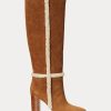 Botas de ante marrones Ralph Lauren Aubri para mujer Botas de ante marrones Ralph Lauren Aubri para mujer