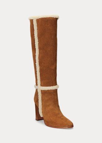 Botas de ante marrones Ralph Lauren Aubri para mujer