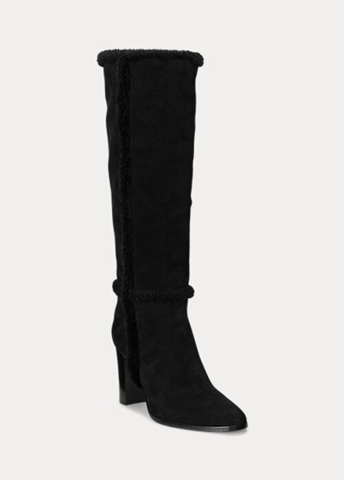 Botas de ante negras Ralph Lauren Aubri para mujer Botas de ante negras Ralph Lauren Aubri para mujer
