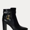 Botas de cuero bruñido Madelyn de Ralph Lauren para mujer, color negro Botas de cuero bruñido Madelyn de Ralph Lauren para mujer, color negro