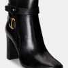 Botas de cuero bruñido Madelyn de Ralph Lauren para mujer, color negro Botas de cuero bruñido Madelyn de Ralph Lauren para mujer, color negro