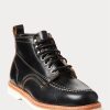 Botas de cuero con cordones Ralph Lauren para hombre, color negro Botas de cuero con cordones Ralph Lauren para hombre, color negro