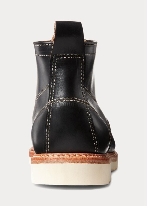 Botas de cuero con cordones Ralph Lauren para hombre, color negro Botas de cuero con cordones Ralph Lauren para hombre, color negro