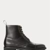 Botas de cuero con puntera Ralph Lauren Bryson para hombre, color negro