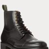 Botas de cuero con puntera Ralph Lauren Bryson para hombre, color negro