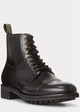Botas de cuero con puntera Ralph Lauren Bryson para hombre, color negro