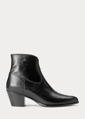 Botas de cuero negras Ralph Lauren Lucille para mujer
