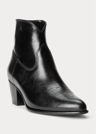 Botas de cuero negras Ralph Lauren Lucille para mujer
