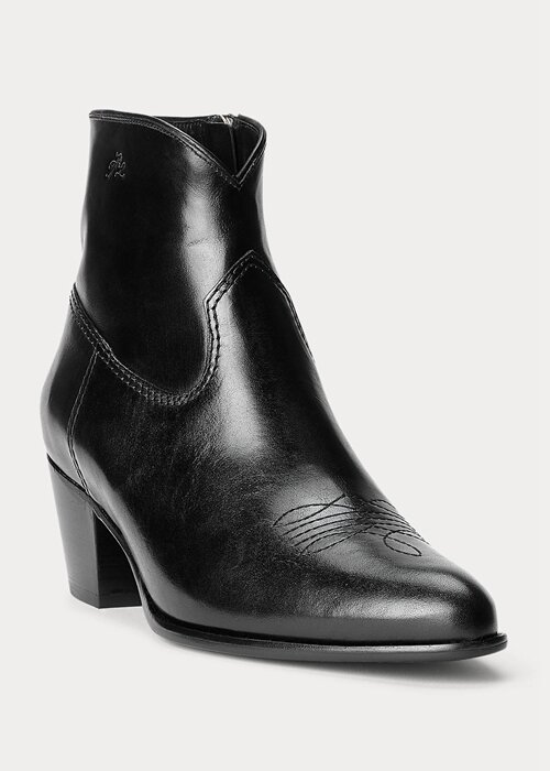 Botas de cuero negras Ralph Lauren Lucille para mujer Botas de cuero negras Ralph Lauren Lucille para mujer