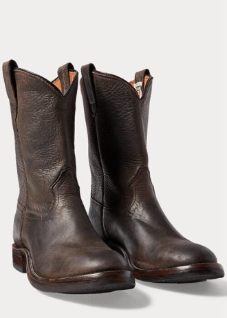 Botas de cuero Ralph Lauren negras para hombre