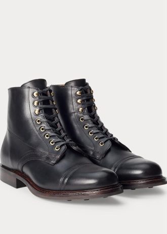 Botas de cuero Ralph Lauren negras para hombre