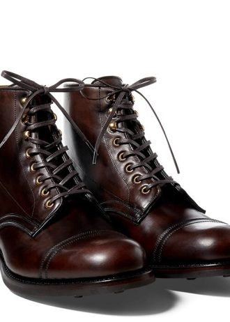 Botas de cuero Ralph Lauren para hombre de color marrón