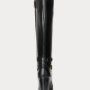 Botas de montar de cuero bruñido Makenna de Ralph Lauren para mujer, color negro