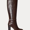 Botas de montar de cuero bruñido Makenna de Ralph Lauren para mujer en color chocolate Botas de montar de cuero bruñido Makenna de Ralph Lauren para mujer en color chocolate