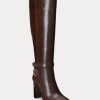 Botas de montar de cuero bruñido Makenna de Ralph Lauren para mujer en color chocolate Botas de montar de cuero bruñido Makenna de Ralph Lauren para mujer en color chocolate