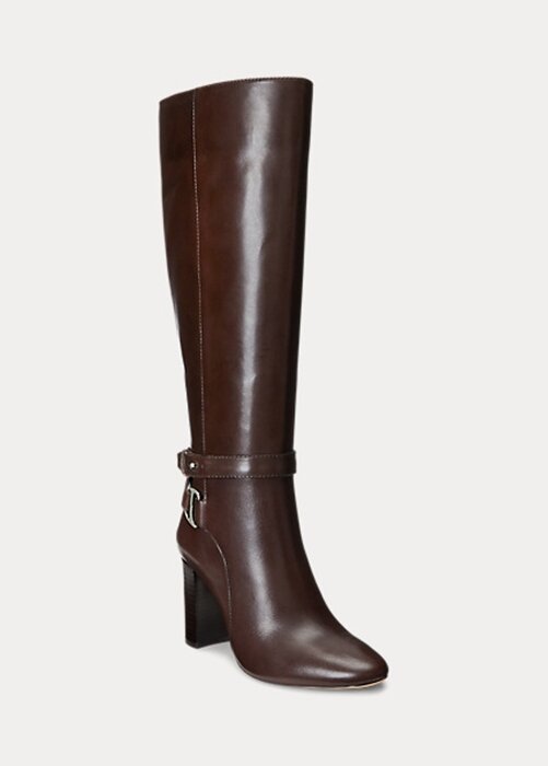 Botas de montar de cuero bruñido Makenna de Ralph Lauren para mujer en color chocolate Botas de montar de cuero bruñido Makenna de Ralph Lauren para mujer en color chocolate