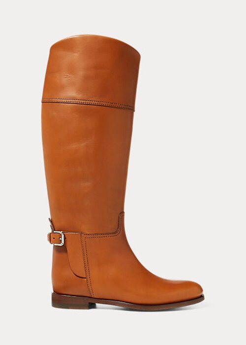 Botas de montar de piel de becerro marrones Ralph Lauren Sallen para mujer Botas de montar de piel de becerro marrones Ralph Lauren Sallen para mujer