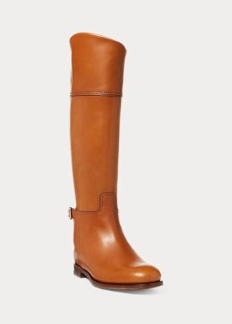 Botas de montar de piel de becerro marrones Ralph Lauren Sallen para mujer