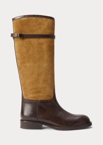 Botas de montar Ralph Lauren de ante y piel en dos tonos marrones para mujer