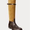 Botas de montar Ralph Lauren de ante y piel en dos tonos marrones para mujer Botas de montar Ralph Lauren de ante y piel en dos tonos marrones para mujer