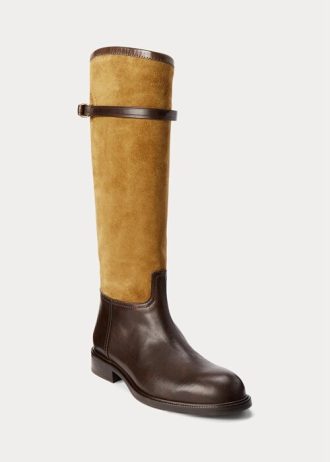 Botas de montar Ralph Lauren de ante y piel en dos tonos marrones para mujer