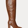 Botas de piel bruñida Ashlynn de Ralph Lauren para mujer, color marrón Botas de piel bruñida Ashlynn de Ralph Lauren para mujer, color marrón