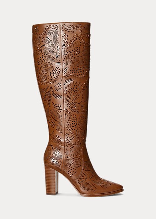 Botas de piel bruñida Ashlynn de Ralph Lauren para mujer, color marrón Botas de piel bruñida Ashlynn de Ralph Lauren para mujer, color marrón