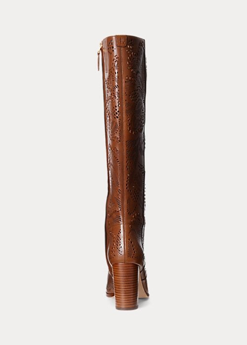Botas de piel bruñida Ashlynn de Ralph Lauren para mujer, color marrón Botas de piel bruñida Ashlynn de Ralph Lauren para mujer, color marrón