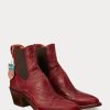 Botas de piel con bordado Lottie de Ralph Lauren para mujer en color rojo Botas de piel con bordado Lottie de Ralph Lauren para mujer en color rojo