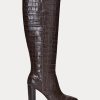 Botas de piel con relieve Ashlynn de Ralph Lauren para mujer en color marrón Botas de piel con relieve Ashlynn de Ralph Lauren para mujer en color marrón