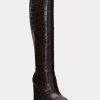 Botas de piel con relieve Ashlynn de Ralph Lauren para mujer en color marrón Botas de piel con relieve Ashlynn de Ralph Lauren para mujer en color marrón