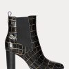 Botas de piel con relieve Ylah de Ralph Lauren para mujer, color negro Botas de piel con relieve Ylah de Ralph Lauren para mujer, color negro