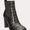 Botas de piel con relieve Ylah de Ralph Lauren para mujer, color negro Botas de piel con relieve Ylah de Ralph Lauren para mujer, color negro