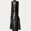 Botas de piel con relieve Ylah de Ralph Lauren para mujer, color negro Botas de piel con relieve Ylah de Ralph Lauren para mujer, color negro