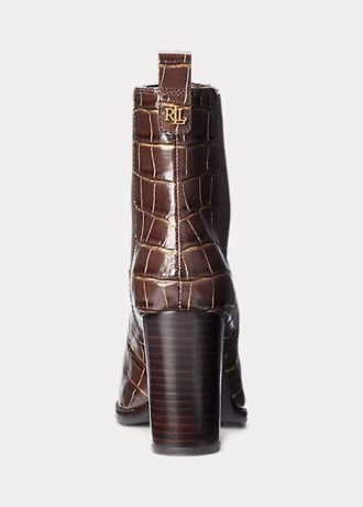 Botas de piel con relieve Ylah de Ralph Lauren para mujer en color marrón