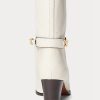 Botas de piel de becerro encerada Ralph Lauren Polo ID para mujer en color crema Botas de piel de becerro encerada Ralph Lauren Polo ID para mujer en color crema
